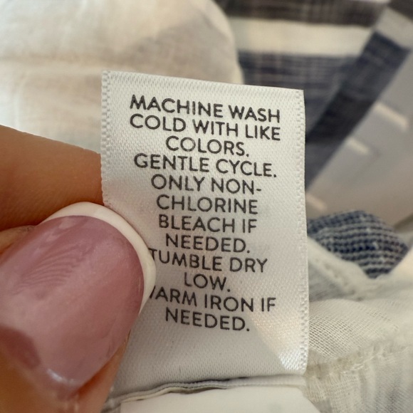 J Jill Sleeveless Dress Striped White Blue Black Pockets 100% Cotton Size Large - Picture 4 of 7